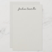 Calligraphy Simple Grey Professional Name Briefpapier (Voorkant / Achterkant)