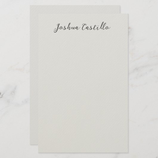 Calligraphy Simple Grey Professional Name Briefpapier (Voorkant / Achterkant)