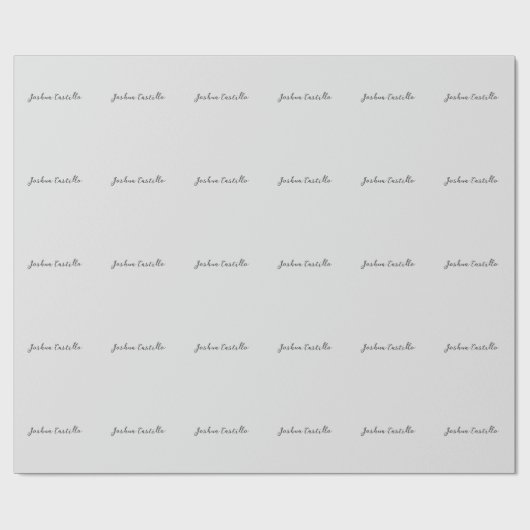 Calligraphy Simple Grey Professional Name Cadeaupapier (Vlak)