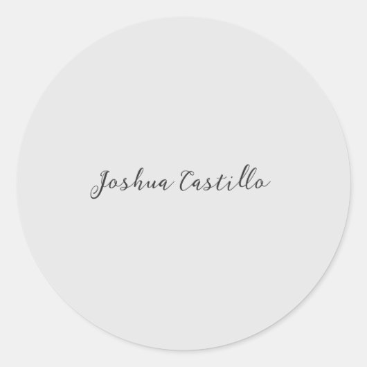 Calligraphy Simple Grey Professional Name Ronde Sticker (Voorkant)