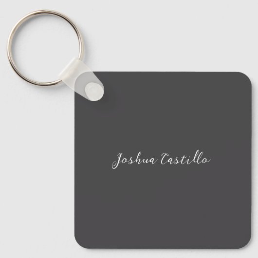 Calligraphy Simple Grey Professional Name Sleutelhanger (Voorkant)
