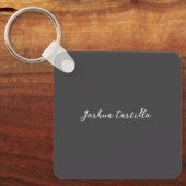 Calligraphy Simple Grey Professional Name Sleutelhanger (Voorkant)