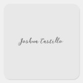 Calligraphy Simple Grey Professional Name Vierkante Sticker (Voorkant)