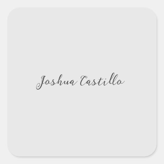 Calligraphy Simple Grey Professional Name Vierkante Sticker (Voorkant)