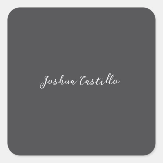 Calligraphy Simple Grey Professional Name Vierkante Sticker (Voorkant)