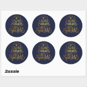 Calligraphy Tis The Season to Sparkle Goud Blauw Ronde Sticker (Vel)