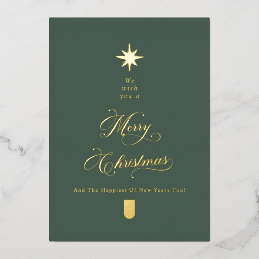 Calligraphy Tree Gold Foil Christmas Card Folie Feestdagenkaart (Voorkant)