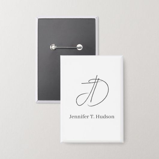 Calligraphy trendy classical monogram  button (Voorkant / Achterkant)