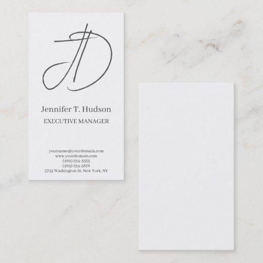 Calligraphy trendy classical monogram profile card visitekaartje (Voorkant / Achterkant)
