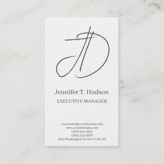 Calligraphy trendy classical monogram profile card visitekaartje (Voorkant)