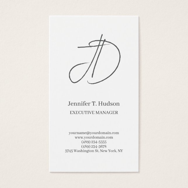 Calligraphy trendy classical monogram profile card visitekaartje (Voorkant)