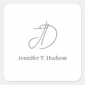 Calligraphy trendy classical monogram vierkante sticker (Voorkant)