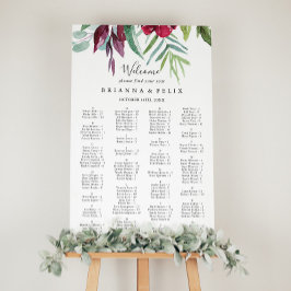 Calligraphy Tropical Alphabetical Seating Chart Poster