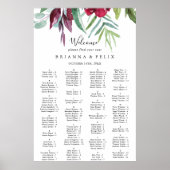 Calligraphy Tropical Alphabetical Seating Chart Poster (Voorkant)