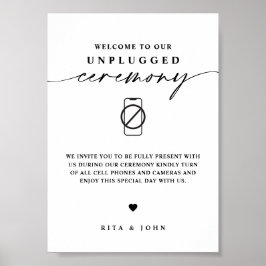 Calligraphy Unplugged Ceramonie Huwelijksbord Poster