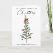 Calligraphy Watercolor Christmas Tree Red Bow Fold Feestdagen Kaart (Voorkant)