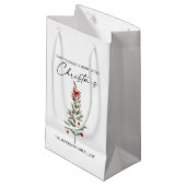 Calligraphy Watercolor Christmas Tree Red Bow Klein Cadeauzakje (Voorkant Gekanteld)