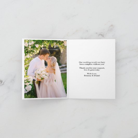 Calligraphy Wedding 2 Photo Gold Overlay Note Bedankkaart (Binnen)