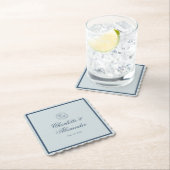 Calligraphy Wedding Dusty Blue Paper Coaster Kartonnen Onderzetters (Insitu)