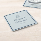 Calligraphy Wedding Dusty Blue Paper Coaster Kartonnen Onderzetters (Gebogen)