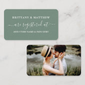 Calligraphy Wedding Registry Foto Sage Green Informatiekaartje (Voorkant / Achterkant)