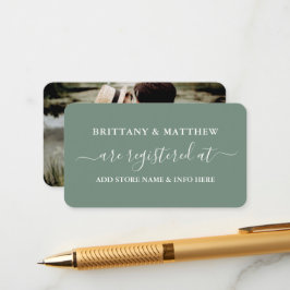 Calligraphy Wedding Registry Foto Sage Green Informatiekaartje