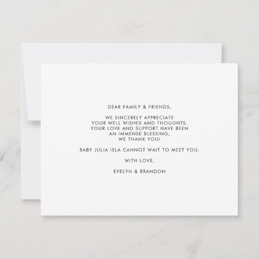 Calligraphy Welcome Photo Birth Announcement Card Bedankkaart (Achterkant)