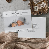 Calligraphy Welcome Photo Birth Announcement Card Bedankkaart