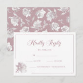 Calligraphy White Blush Pink Floral Wedding RSVP Notitiekaartje (Voorkant / Achterkant)
