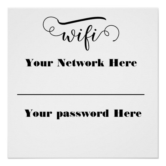 calligraphy wifi password pedestal sign perfect poster (Voorkant)