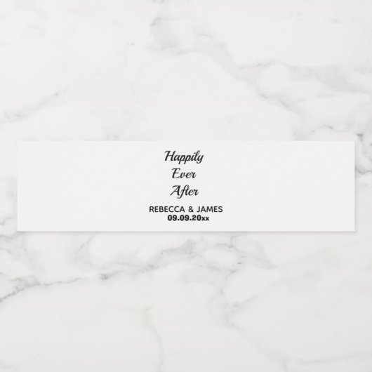 Calligraphy Wit Gelukkig Verliefd Trouwen Waterfles Etiket (Enkel label)