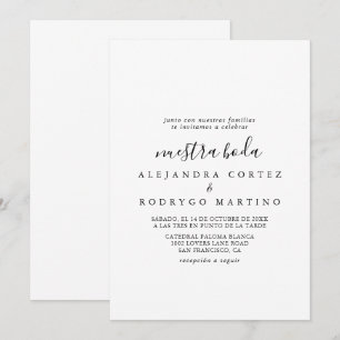 Calligraphy Zwart en Wit Nuestra Boda Bruiloft  Kaart