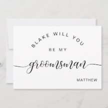 Calligraphy Zwart en Wit, Wees Mijn Bruidsjonker K