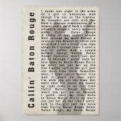 Callin' Baton Rouge Shadow Song Lyric Print (Voorkant)