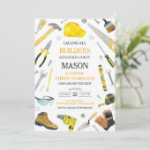 Calling All Builders Construction Tools Birthday  Kaart (Staand voorkant)