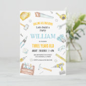 Calling All Builders Kids Boy Birthday Invitation Kaart (Staand voorkant)