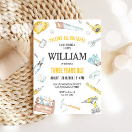 Calling All Builders Kids Boy Birthday Invitation Kaart