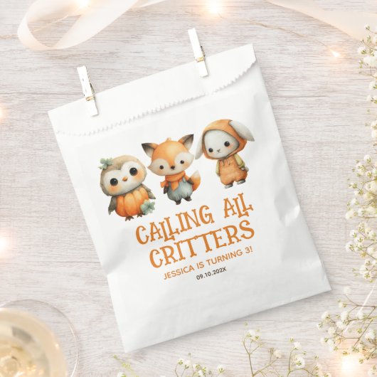 Calling All Critters Woodland Fall Kids' Birthday Bedankzakje (Geknipt)