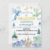 Calling All Dragon Kids Birthday Party Kaart (Voorkant)