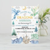 Calling All Dragon Kids Birthday Party Kaart (Staand voorkant)