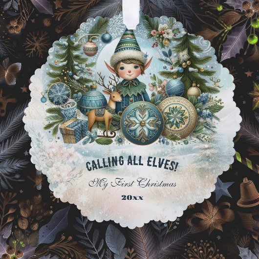 Calling All Elves Snow Christmas Card Ornament