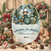 Calling All Elves Snowflake Christmas Party Invite Keramisch Ornament