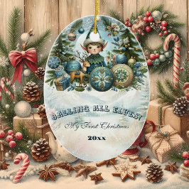 Calling All Elves Snowflake Christmas Party Invite Keramisch Ornament