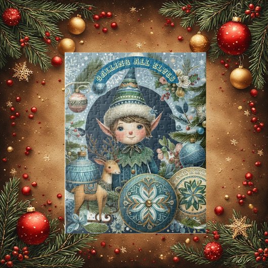 Calling All Elves Snowflakes Hail Christmas Party  Legpuzzel