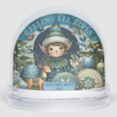 Calling All Elves Snowflakes Hail Christmas Party Sneeuwbol (Voorkant)