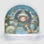 Calling All Elves Snowflakes Hail Christmas Party Sneeuwbol (Achterkant)