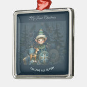 Calling All Elves Snowflakes My First Christmas Metalen Ornament (Links)