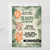 'Calling All Monkeys' 2e verjaardagsuitnodiging  Kaart (Voorkant)