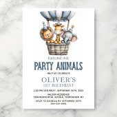 Calling All Party Animals 1st Birthday Party Kaart