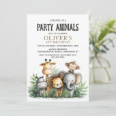 Calling All Party Animals 1st Birthday Party Kaart (Staand voorkant)